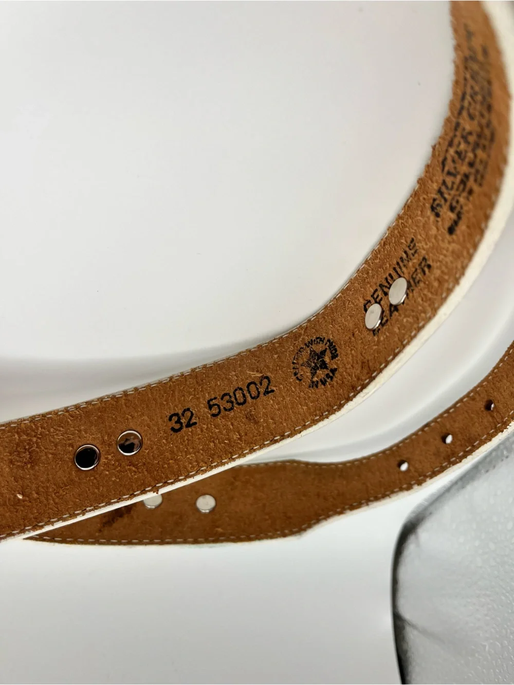 Montana Silversmiths Silver Creek White Genuine Leather Heart Western Belt Sz 32